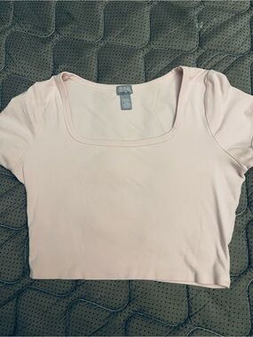 Tilly's Women's Pale Pink Square-Neck Crop Top